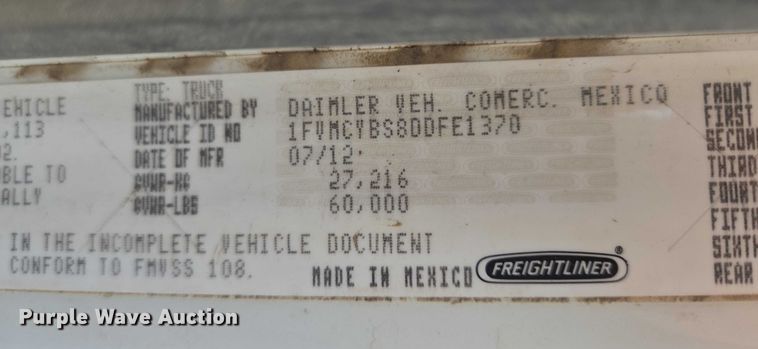 image for item DT7193 2013 Freightliner Business Class M2 roll-off container truck
