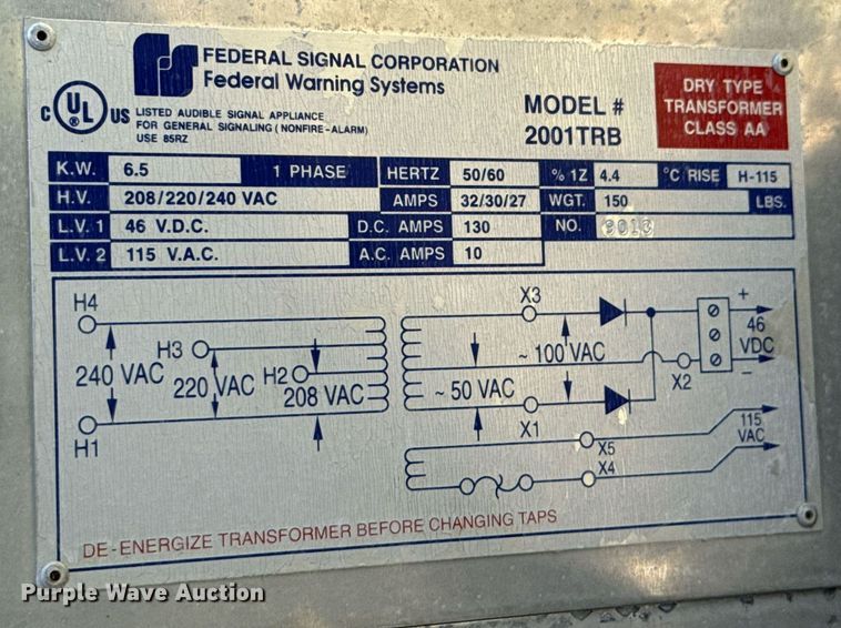 image for item DU9107 Federal Signal Corporation 2001-130 warning siren