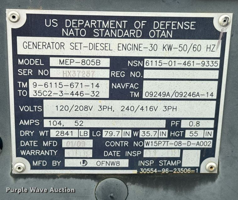 image for item DU9185 (3) L-3 Communications MEP-805B generators