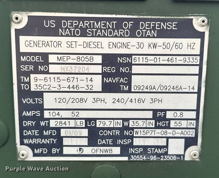 image for item DU9186 (2) L-3 Communications MEP-805B generators