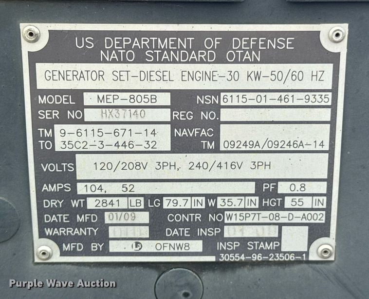 image for item DU9186 (2) L-3 Communications MEP-805B generators