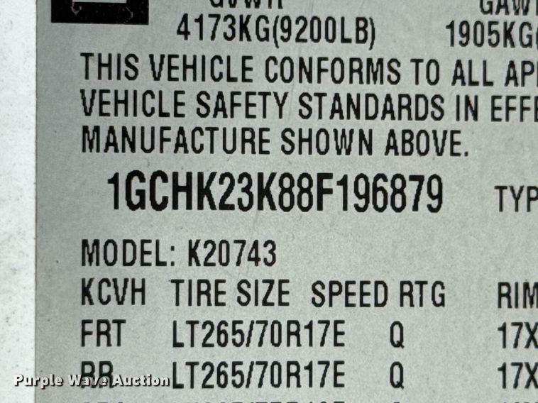 image for item DU9188 2008 Chevrolet Silverado 2500HD LTZ Crew Cab pickup truck