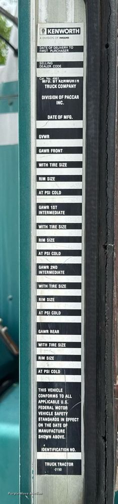 image for item DU9755 1988 Kenworth T60 semi truck