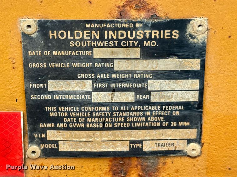 image for item DU9756 1986 Holden HLB36225 equipment trailer