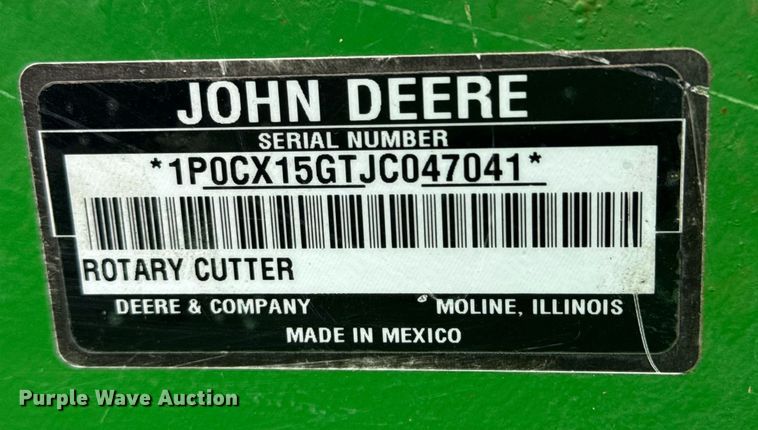 image for item DU9759 John Deere CX15 batwing rotary mower
