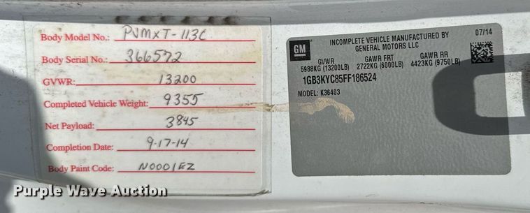 image for item DV2640 2015 Chevrolet Silverado 3500HD pickup truck cab and chassis