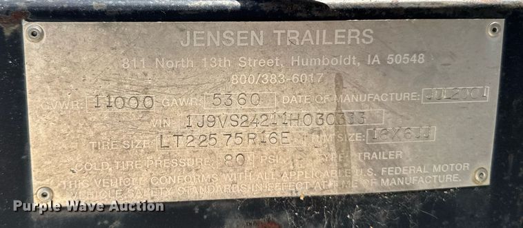 image for item DV2642 2001 Jensen J20 caravan enclosed cargo trailer