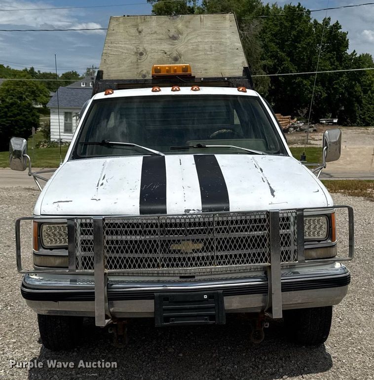 image for item DV2704 1993 Chevrolet Cheyenne 3500 Ext. Cab dump flatbed pickup truck