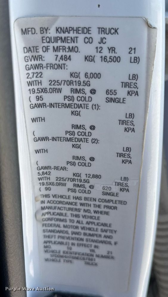 image for item DV4062 2022 Ford F450 Super Duty XL truck cab and chassis