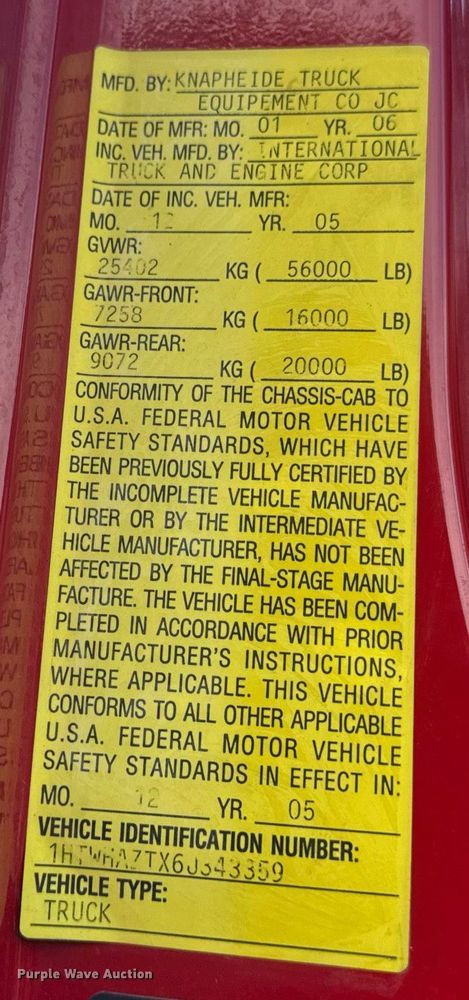 image for item DV4070 2006 International 7400 dump truck