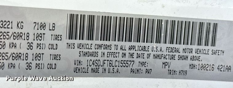 image for item DV4128 2020 Dodge Durango SSV SUV