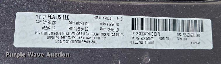 image for item DW7032 2016 Dodge Charger Police 