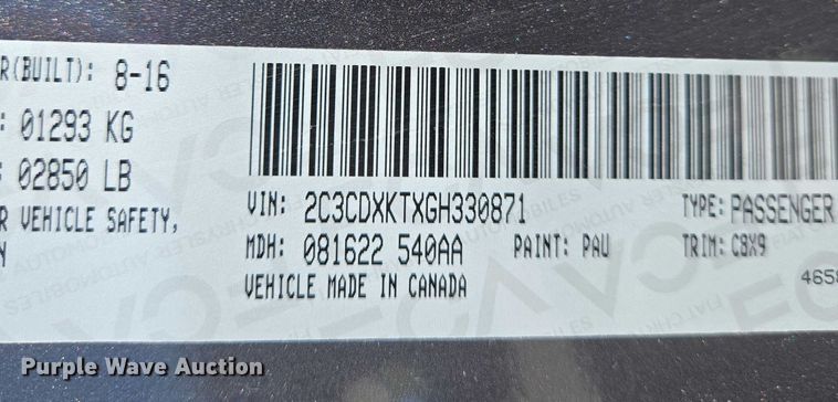 image for item DW7032 2016 Dodge Charger Police 