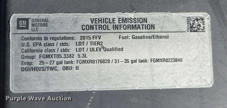 image for item DW7033 2015 Chevrolet Tahoe SUV