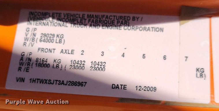 image for item DX6967 2010 International WorkStar 7600  dump truck