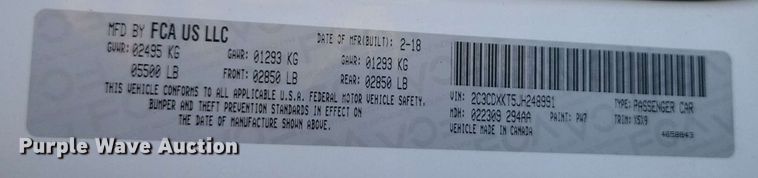 image for item DX6969 2018 Dodge Charger Police 