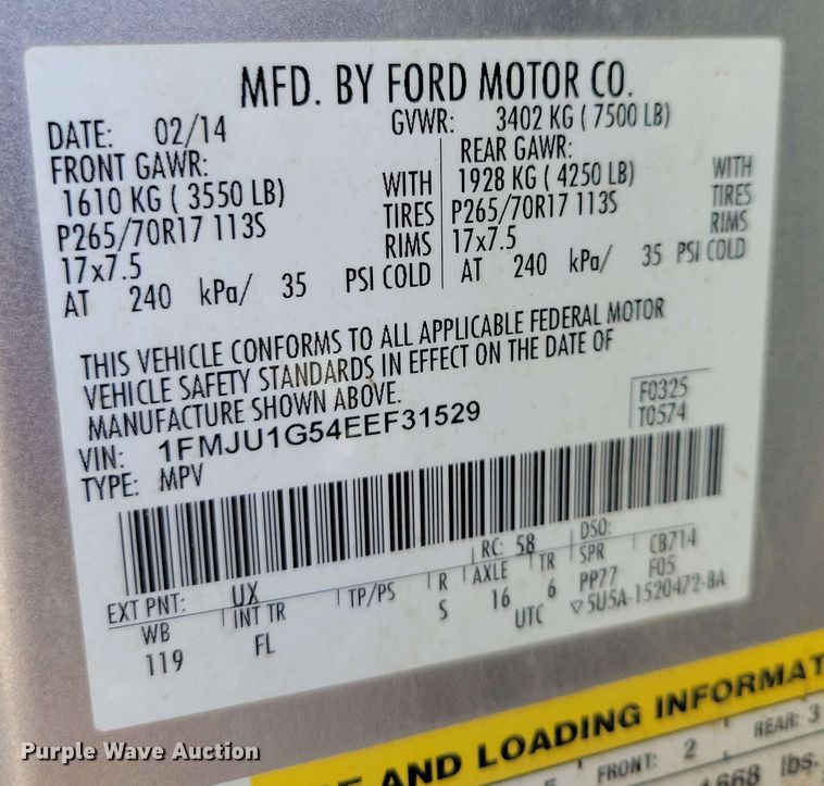 image for item DX6986 2014 Ford Expedition  SUV