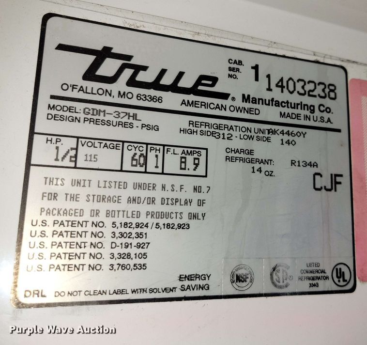 image for item DX6991 True GDM-37HL beverage cooler