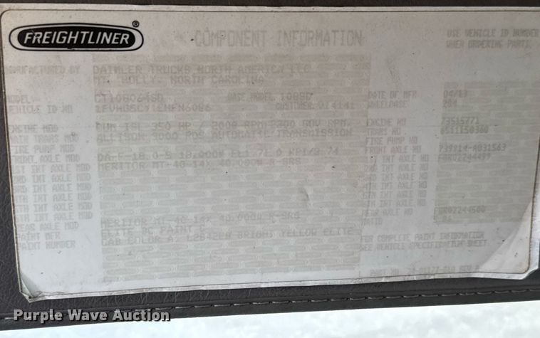 image for item DY0087 2014 Freightliner 108SD dump truck