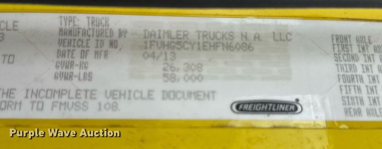 image for item DY0087 2014 Freightliner 108SD dump truck