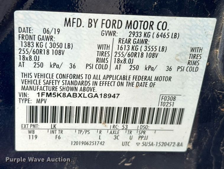 image for item DY0128 2020 Ford Explorer Police Interceptor SUV