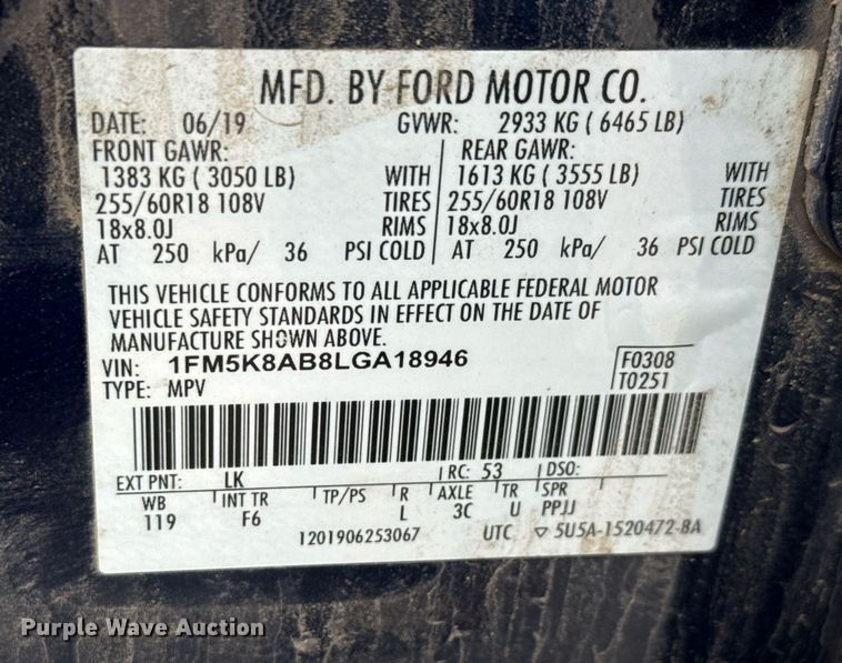 image for item DY0129 2020 Ford Explorer Police Interceptor SUV