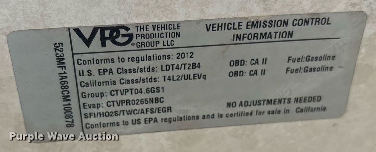 image for item DY0485 2012 Vehicle Production Group MV-1 handicap accessible van