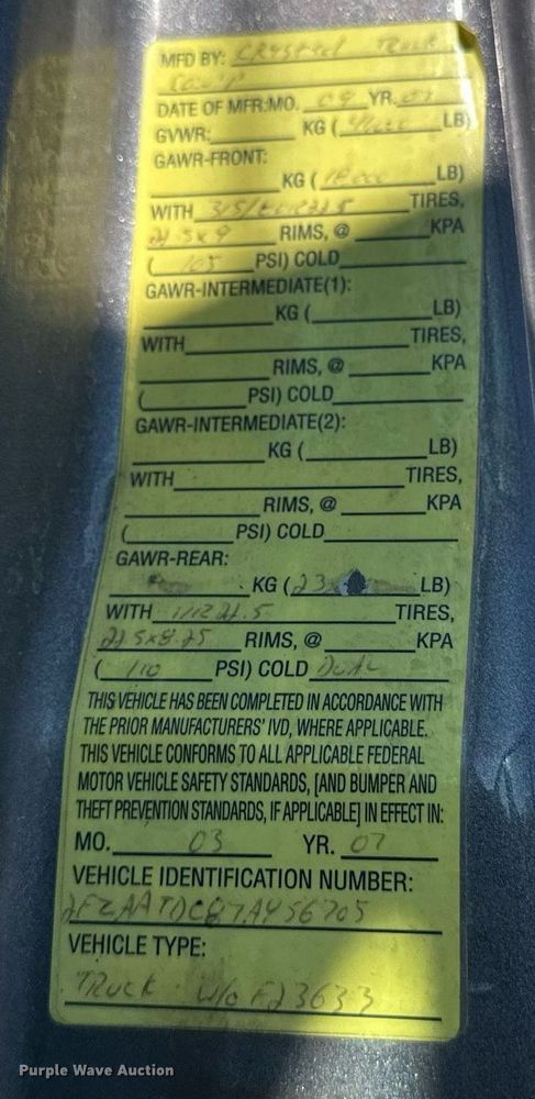 image for item EB2586 2007 Sterling L7500 dump truck