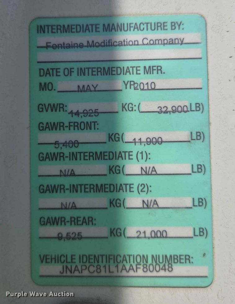 image for item EC1034 2010 Elgin 3300 street sweeper truck