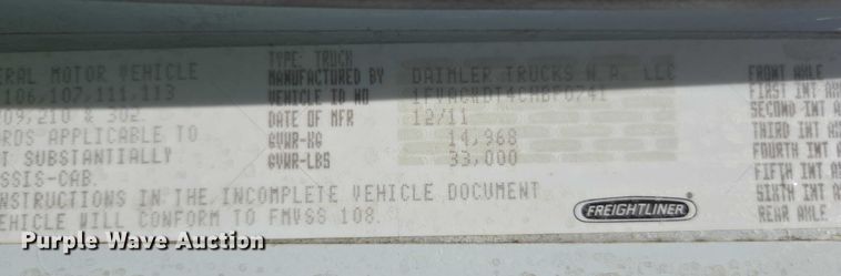 image for item EC1035 2012 Freightliner Business Class M2 street sweeper truck