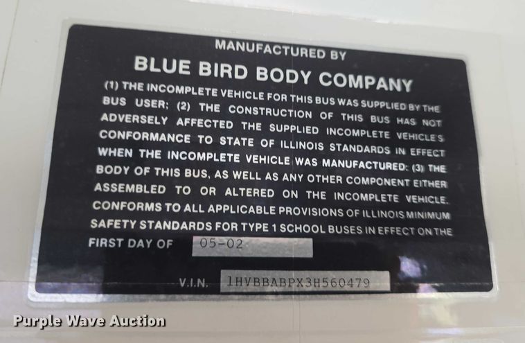 image for item EF3542 2003 International  3800 school bus