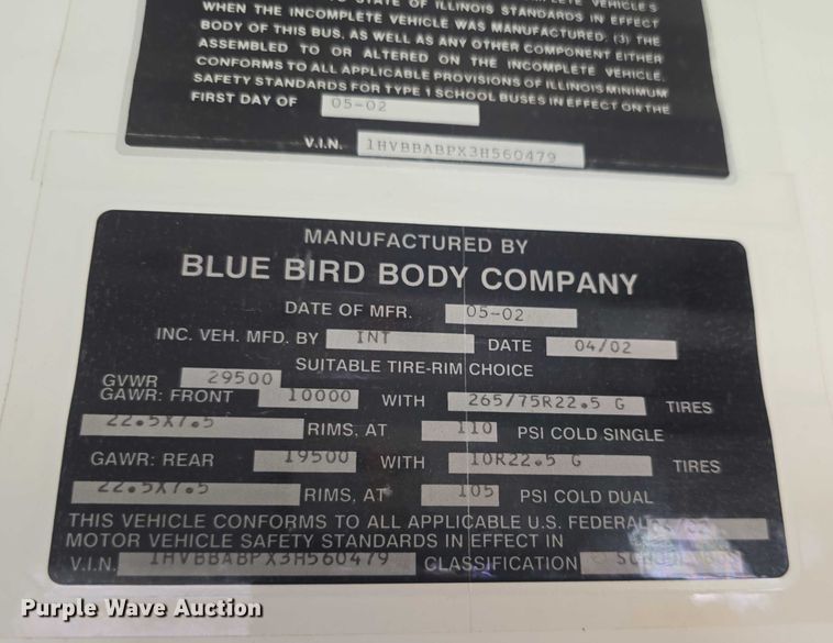 image for item EF3542 2003 International  3800 school bus