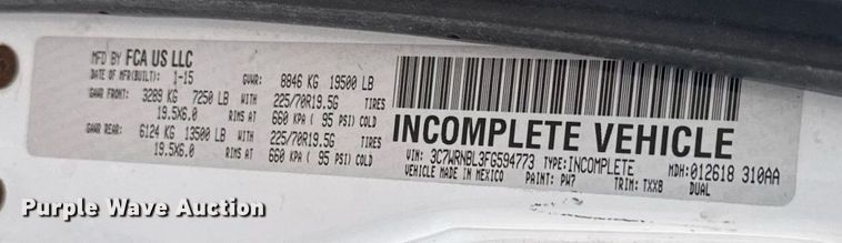 image for item EG6458 2015 Dodge Ram 5500 utility / service truck