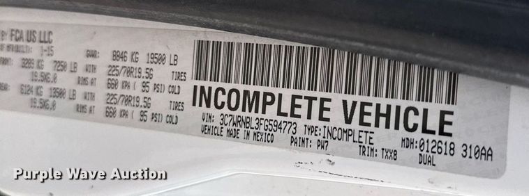 image for item EG6458 2015 Dodge Ram 5500 utility / service truck