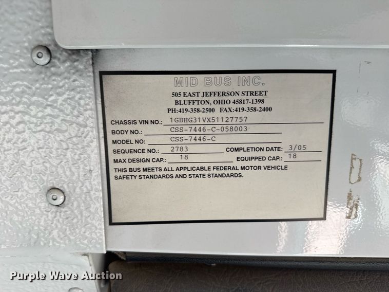 image for item EG6483 2005 Chevrolet Express G3500 school bus