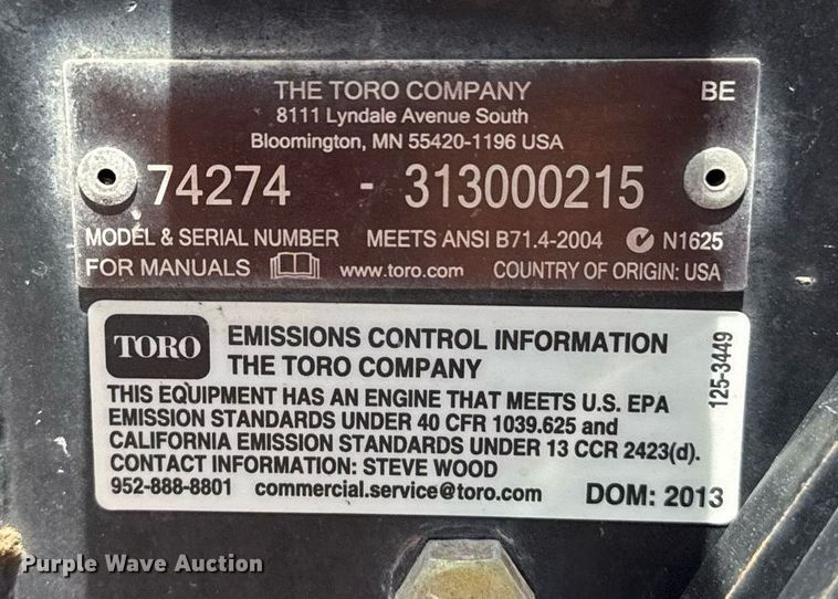 image for item EG8364 2014 Toro 74274 ZTR lawn mower