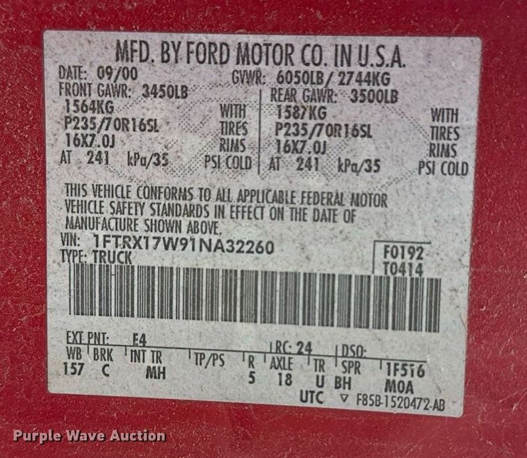 image for item EG8419 2001 Ford F150 SuperCab pickup truck