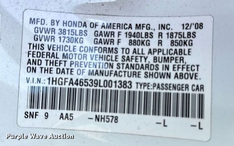 image for item EG8421 2009 Honda Civic 