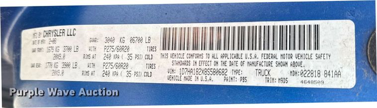 image for item EG8423 2008 Dodge Ram 1500 Quad Cab pickup truck