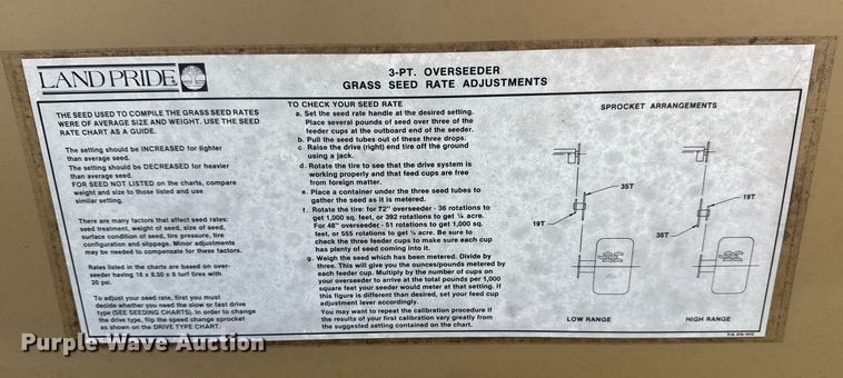 image for item EG8427 2000 Land Pride OS1572 overseeder