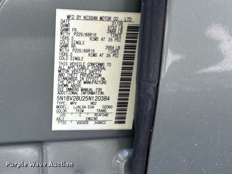 image for item EG8430 2005 Nissan Quest 