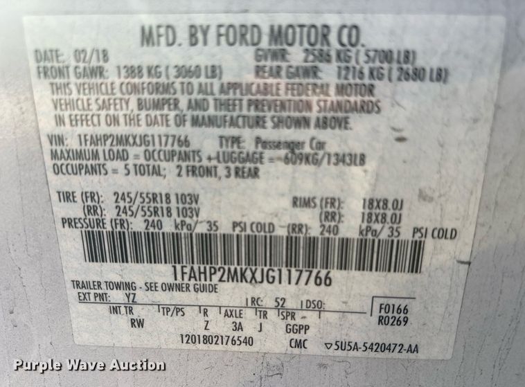 image for item EG8433 2018 Ford Taurus Police Interceptor 