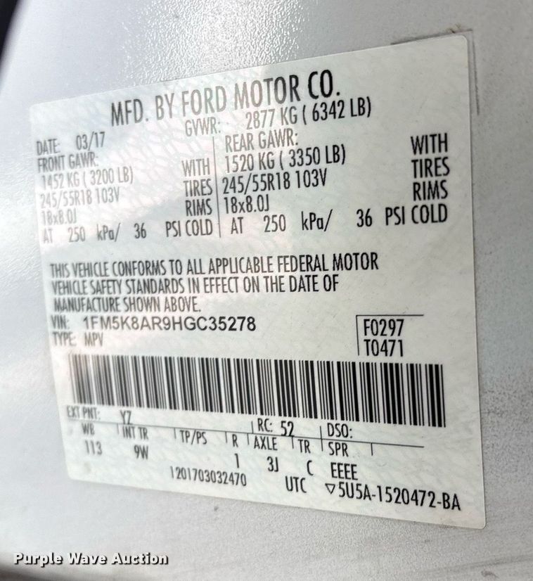 image for item EG8443 2017 Ford Explorer Police Interceptor SUV