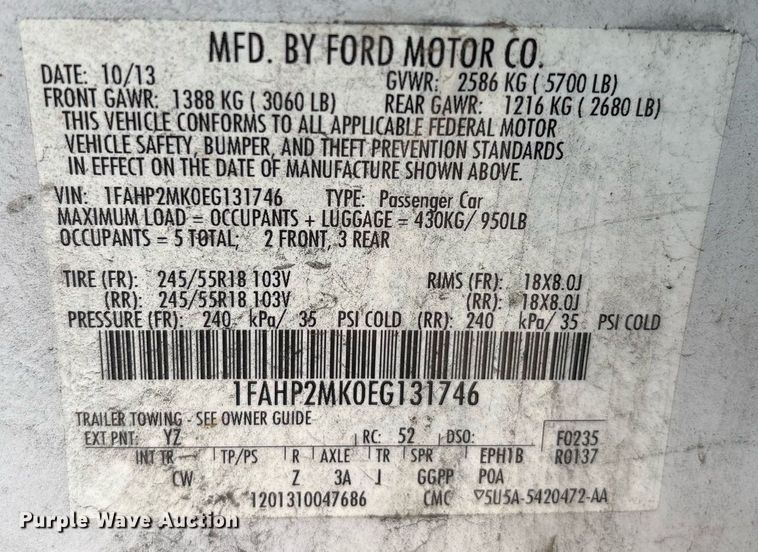 image for item EG8445 2014 Ford Taurus Police Interceptor 