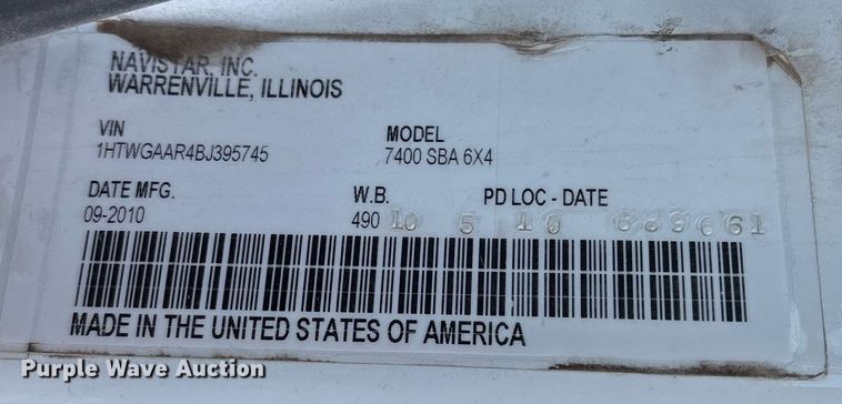 image for item EG8451 2011 International 7400 dump truck