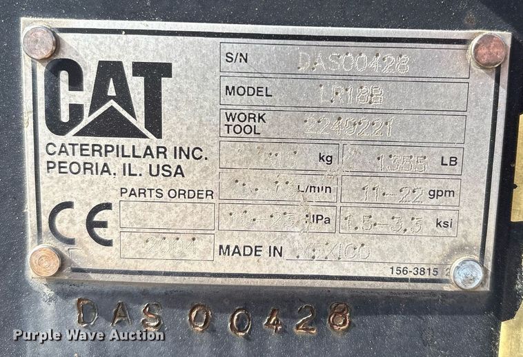 image for item EG8455 2004 Caterpillar LR18B skid steer landscape rake