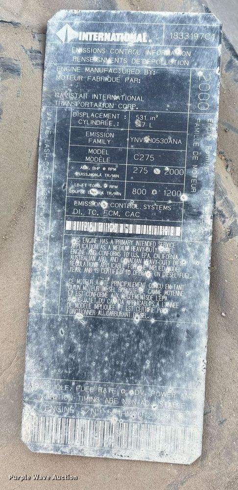 image for item EG8479 2000 International 2554 dump truck