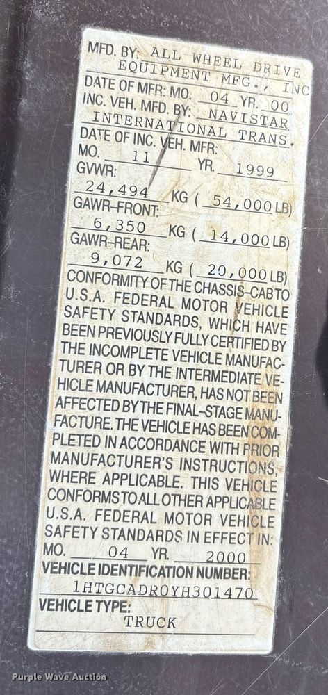 image for item EG8479 2000 International 2554 dump truck