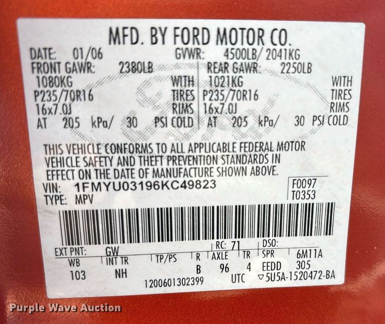 image for item EG8487 2006 Ford Escape XLT SUV