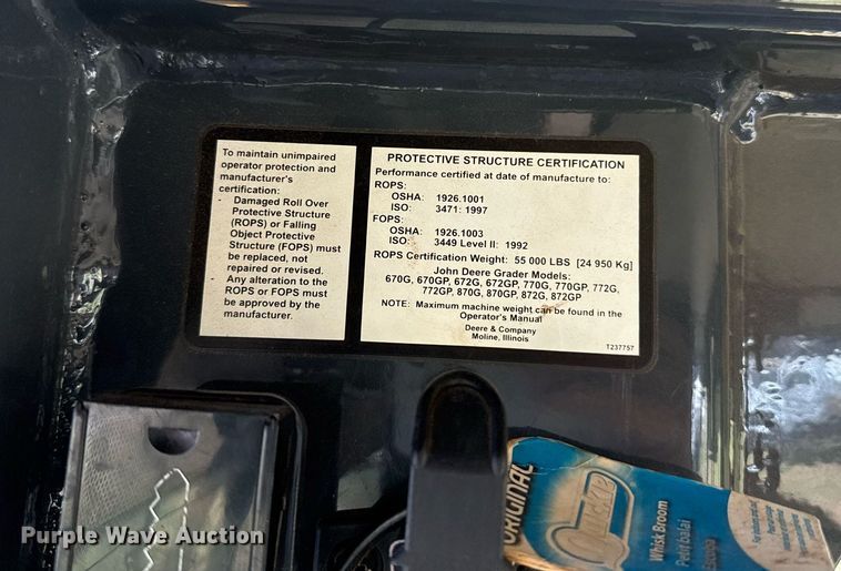 image for item EJ4564 2014 John Deere 672G motor grader